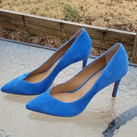 Banana Republic Bright Cobalt Blue Suede Pointed-Toe Pumps - Picture 4 of 17